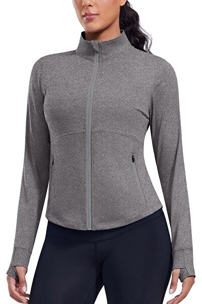 GENERAL PINSPARK Women's Cropped Workout Jacket Lightweight Full Zip Running ...