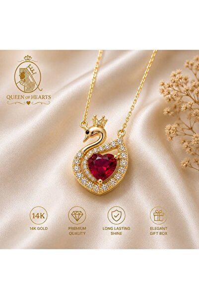 Swan Neklace Ruby Stone 925