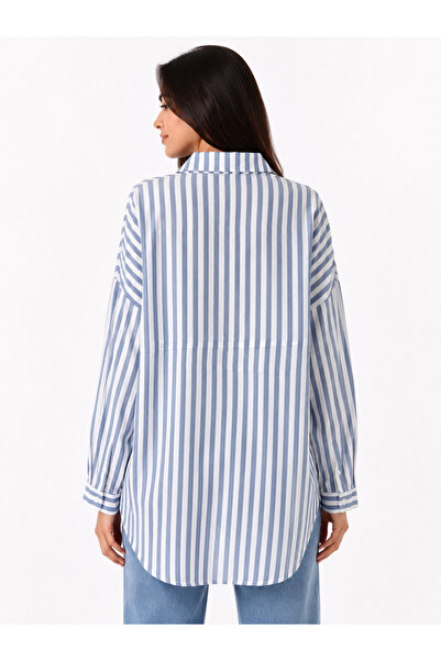 Neden Tekstil Women's Oversize Striped Long Sleeve Shirt