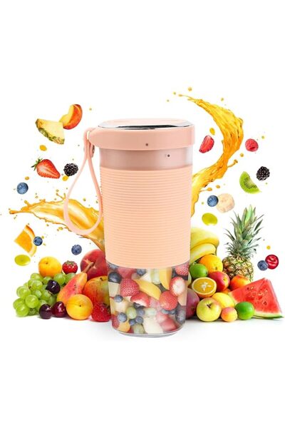 Lawazim Juicer Two Blades - Pink - Portable USB Rechargeable Blender with 300...