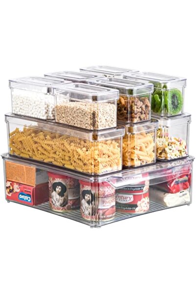 Generic Pack Clear Stackable Storage Bins with Lids, Organizer Boxes with Han...