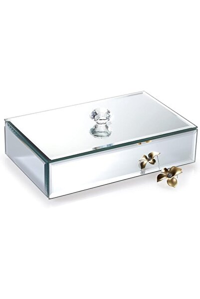 Generic Glass Mirror Jewellery Box with Crystal Handle, Double-Layer Storage ...