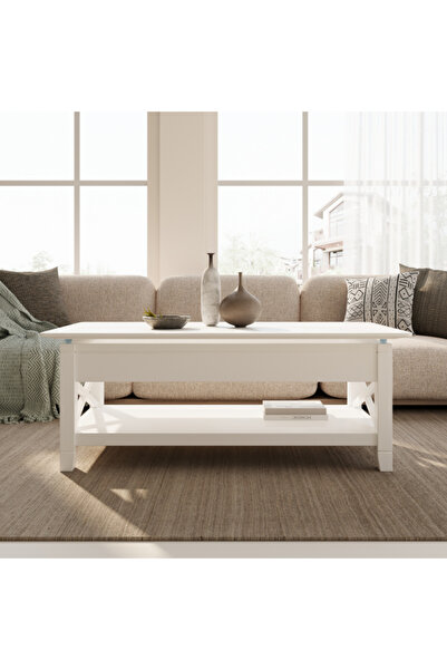 Baytonia Gino Lift Top Coffee Table with Interior Storage - White