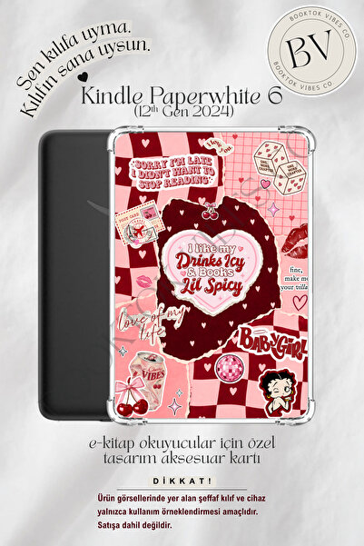 Cherry Cola Vibes Bookish Sticker Kolaj Temalı Insert - Kindle ve Kobo E-Kitap Okuyucuları için Aksesuar Kartı