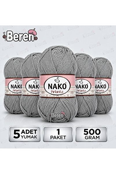 NAKO Diamond - 6298 Gray - 5-Pack - 100Gr/225M - Hand Knitting Yarn - Amiguru...