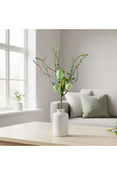 Alista Home Ornament tip ramură cu ouă, verde, 28x16 cm, decor de masă, vază,...