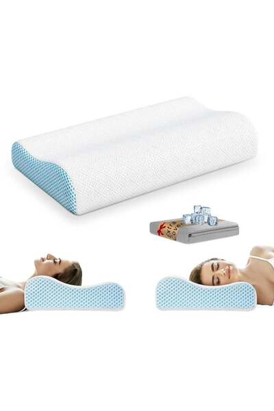 PKBD Memory Foam Pillow with Replacement Pillowcase(Cooling Ice Silk&Cotton),...