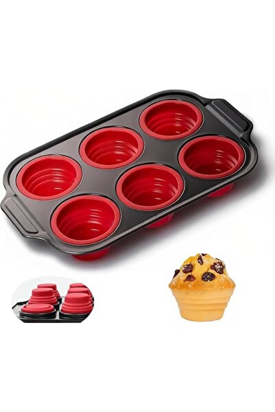 Generic Silicone Muffin Pan with Steel Frame, 6/12 Cup, Non-Stick BPA Free Cu...