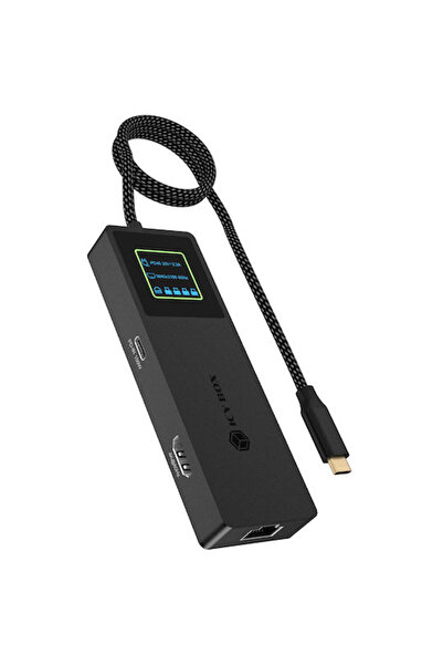 ICY BOX Σταθμός σύνδεσης USB-C με HDMI, PD, Ethernet, Μαύρο (IB-DK4038-LCD)