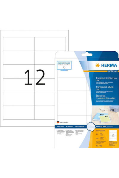 Herma 300 Αυτοκόλλητες Ορθογώνιες Ετικέτες A4 97x42.3mm Κωδικός: 4682