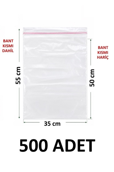 MTKardeşler 500 Pieces 35X50+5 cm Transparent Nylon Bag with Polyethylene Tap...