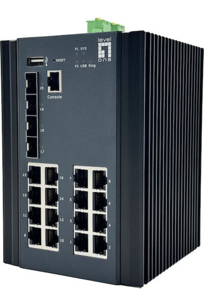 LEVEL ONE Διαχειριζόμενος διακόπτης L2 με 16 θύρες Ethernet Gigabit (1Gbps) κ...