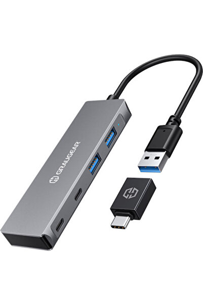 Graugear Διανομέας USB 4 Θυρών USB 3.0 με σύνδεση σε υπολογιστή USB-A / USB-C...