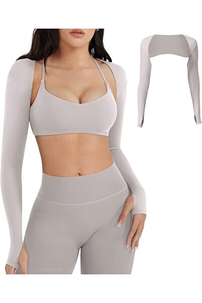 GENERAL YEOREO Women Crop Top Long Sleeve Bolero Open Front Workout Cropped S...