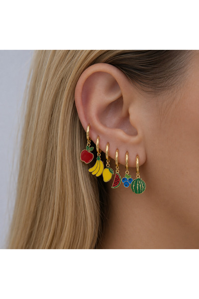Markiz Takı Six Fruit 316L Steel Earring Set