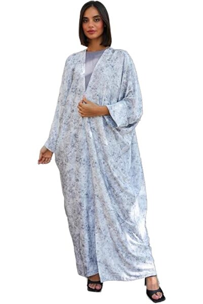 Generic Abaya Sienna – Elegant Blue & Grey Three-Piece Set with Belt | Modest...