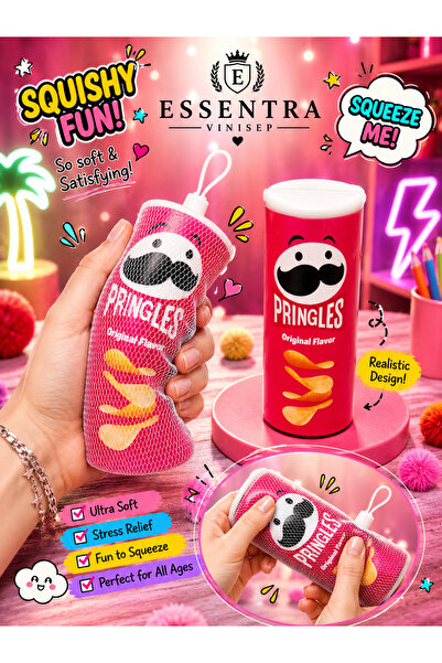 vinisep Squishy Oyuncak – Yumuşak Sıkılabilir Stres Oyuncağı Kırmızı Cips Kut...