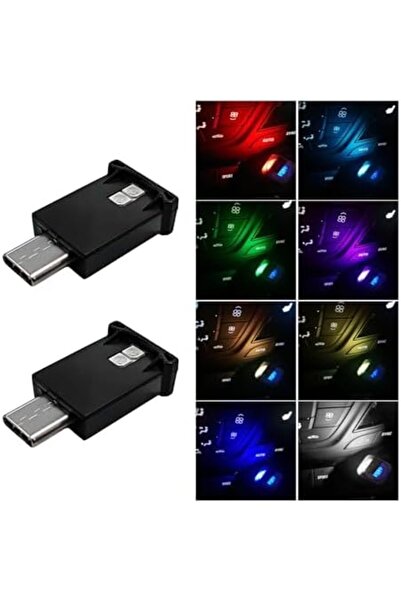 KASTWAVE USB Type C LED Ambient Light, 8 Colors RGB Mini Interior Lamp with A...