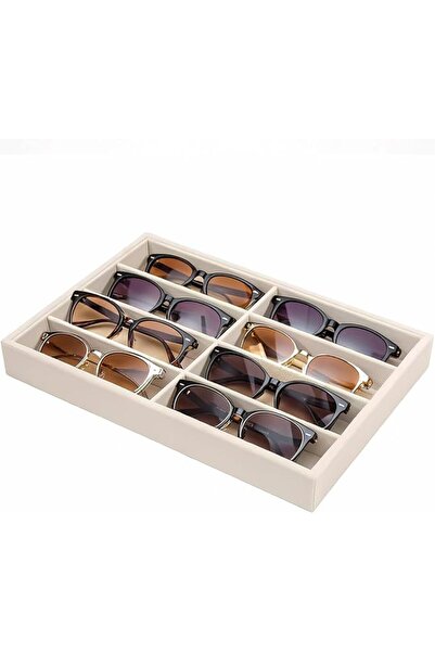 Yelajoy 8 panel beige velvet glasses tray, glasses watch jewelry display tray...