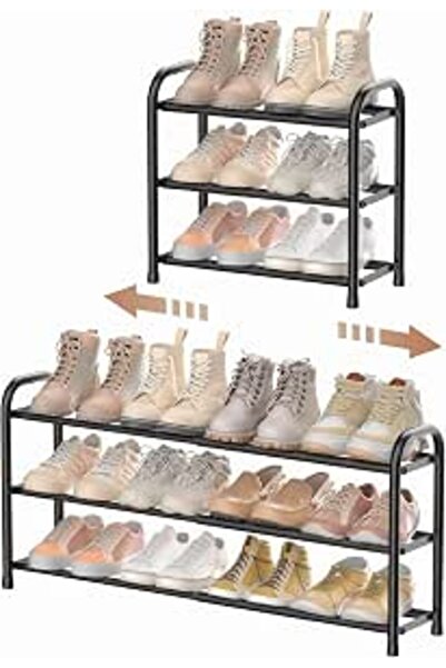 GENERAL 3-Tier Expandable Shoe Rack – Adjustable Heavy-Duty Metal Shoe Organi...