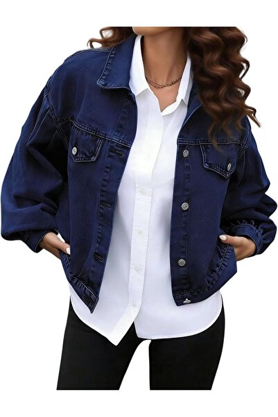 Generic Women's long sleeve loose denim jacket, fashion casual coat.
