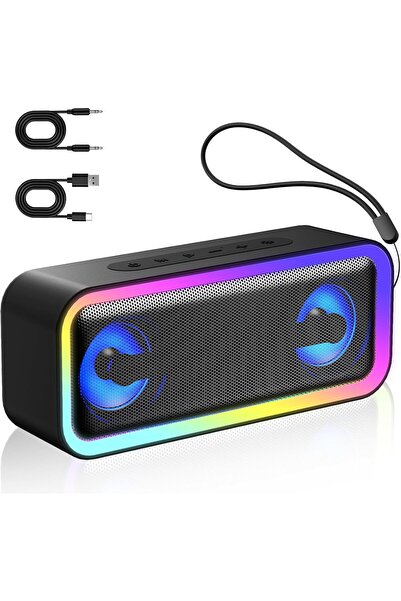 IKT مكبر صوت بلوتوث المحمول ، مكبر صوت لاسلكي ستيريو عالي 30W مع باس عميق وأض...