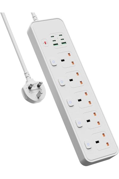 GENERAL Axaron Surge Protector Power Strip, 5 AC Sockets/2 USB A/4 USB C, 5 I...