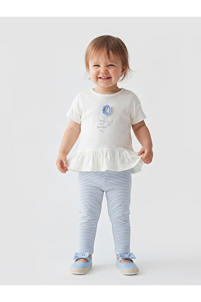 LC Waikiki Trendlucky Embroidered Baby Girl T-Shirt and Leggings Set with Dif...
