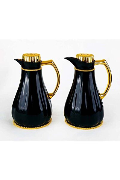 BASURRAH Luxury Tea and Coffee Thermos Set, 2 Pieces, Black and Gold Color, 1...