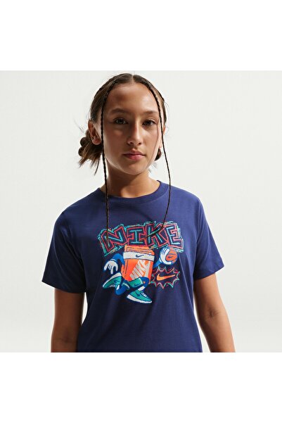 Nike Tee Boxy Hoops Unisex Mavi Çocuk Tişört