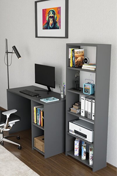 alpaevmobilya Kitaplıklı Çalışma Masası Bilgisayar Masası Raflı Öğrenci Ofis ...