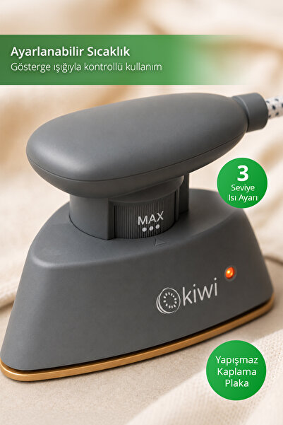 Kiwi KSI-631 Seyahat Ütüsü | Kompakt Tasarım | Yapışmaz Taban | Isıya Dayanıklı Stand