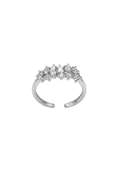 Lovera Jewellery 925 Ayar Gümüş Sertifikalı Asimetrik Işıltı Taşlı Yüzük Ayar...