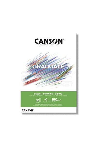 Canson A5 Çizim Bloğu (Çizim Defteri) Graduate Dessin Beyaz 30 Yaprak 160 Gra...