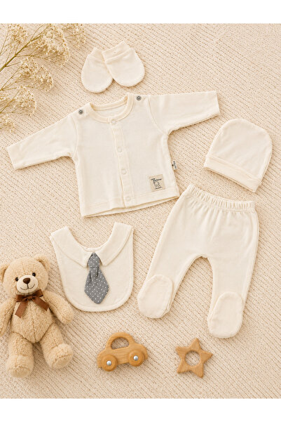 Linda Harris Cute Explorer Bow Tie Cream 5-Piece Newborn Baby Boy Hospital Di...
