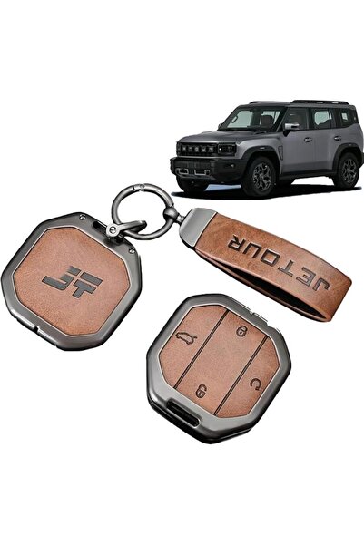 Generic Car Key Fob Cover with Leather Keychain Compatible with Jetour T1 T2 ...