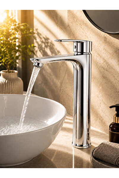 CEKO ARMATÜR KROM ÇANAK LAVABO BATARYASI – YÜKSEK GÖVDELİ MODERN LAVABO MUSLUĞU
