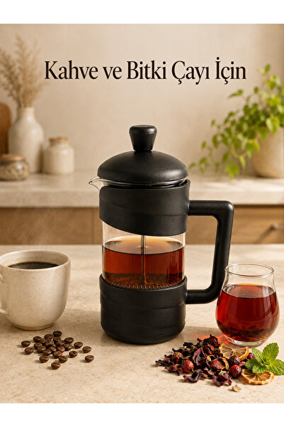 Borosilikat Cam French Press 350 ml – Siyah