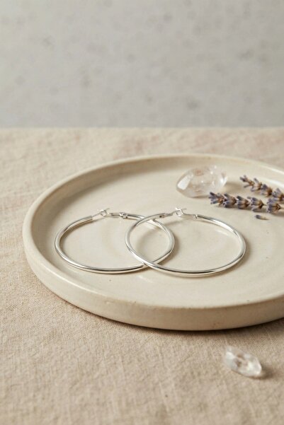 SORA GROUP ®   316L Steel Silver Color 56 mm Hoop Earrings