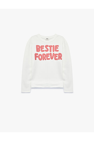 Koton Appliqué Detailed Cotton Crew Neck Long Sleeve T-Shirt