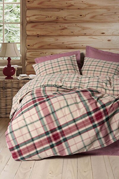 Warm Flanel Çift Kişilik Nevresim Takımı Jamil Bordo