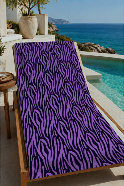 Evmila Ljubičasto crni zebra šara peškir za plažu 70x150 - digitalno štampani...