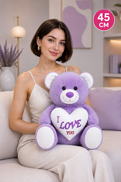 TREND 45 CM Peluş Ayıcık Kalpli I Love You Yazılı Büyük Boy Teddy Bear Sevgil...