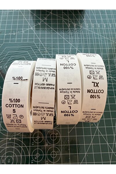 ALOTUHAFİYE TALİMATLI BEDEN ETİKETİ 4 TOP (s-m-l-xl)