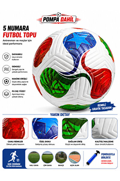 Janissary 2026 Dünya Kupası Tasarımlı Futbol Topu + Top Pompası 5 Numara Maç Topu