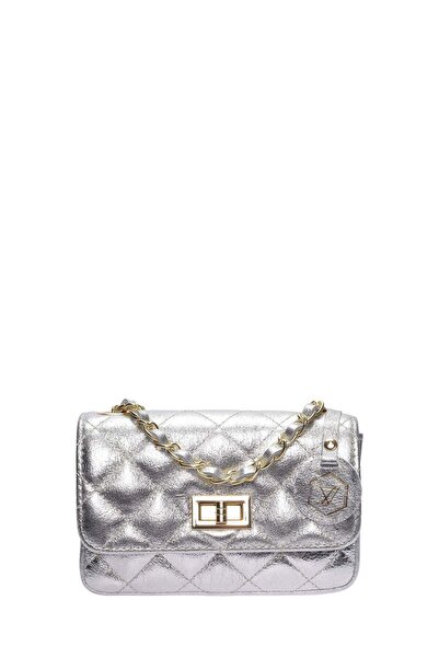SimpleFind Luisa Vannini Geanta piele -Giselle-Argintiu,Geanta de umar piele ...