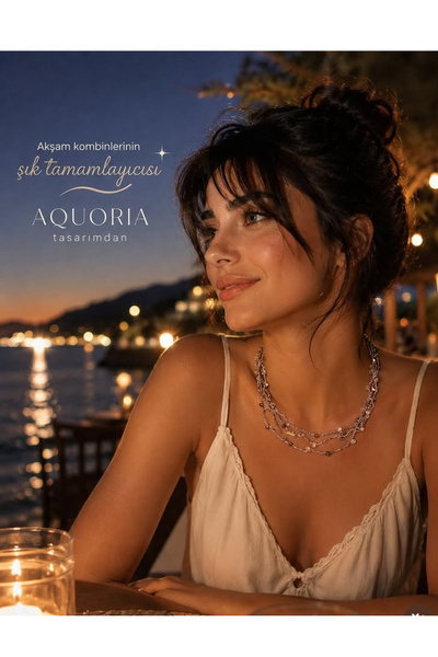 AQUORIA Estrella Collection Kristal Taşlı İp Örme Kolye