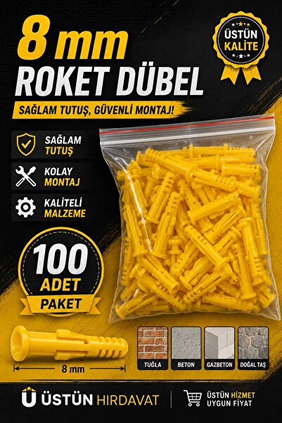 Genel Markalar ÜSTÜN 8MM ROKET DUBEL (100ADET)