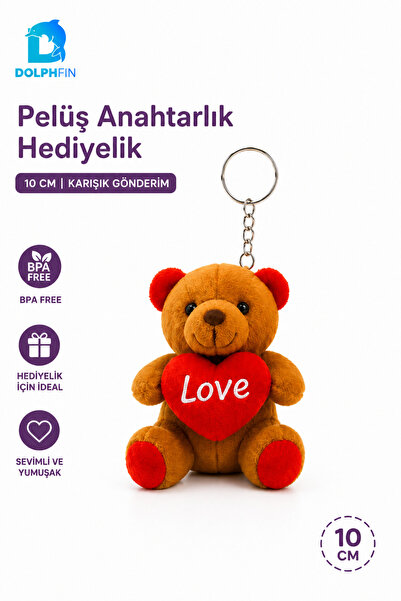 DolphFin Love Heart Plush Teddy Bear Keychain 10 cm Bag Ornament Gift