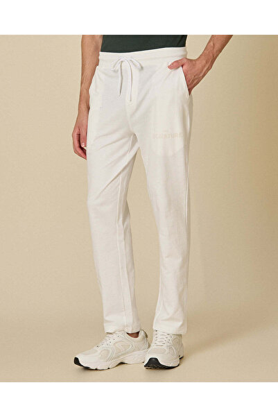 REDTAG Men Ivory Peached Terry Relaxed Fit Lounge Bottom